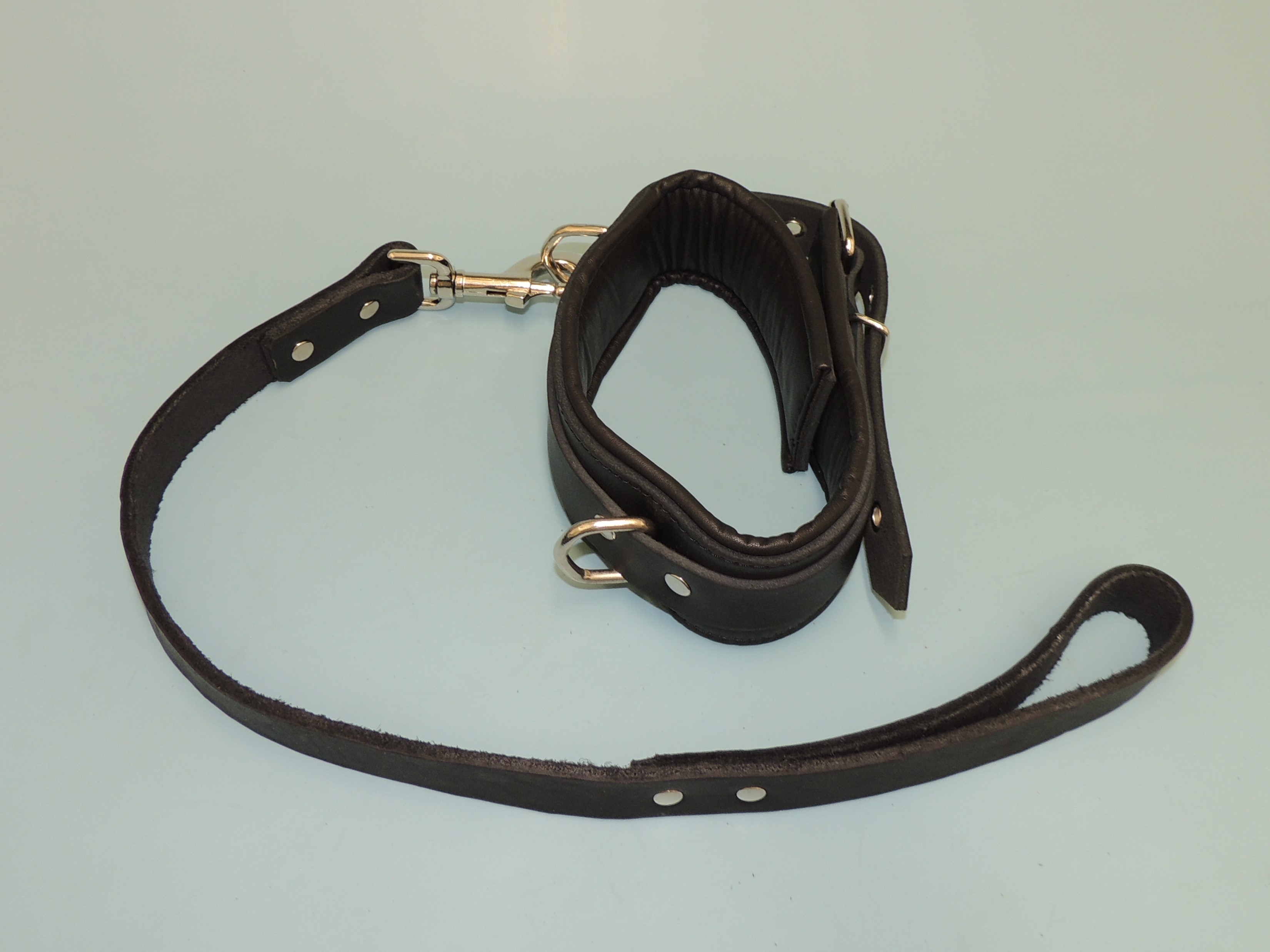 Padded Leather Collar And Leash Set | Sinners-UK